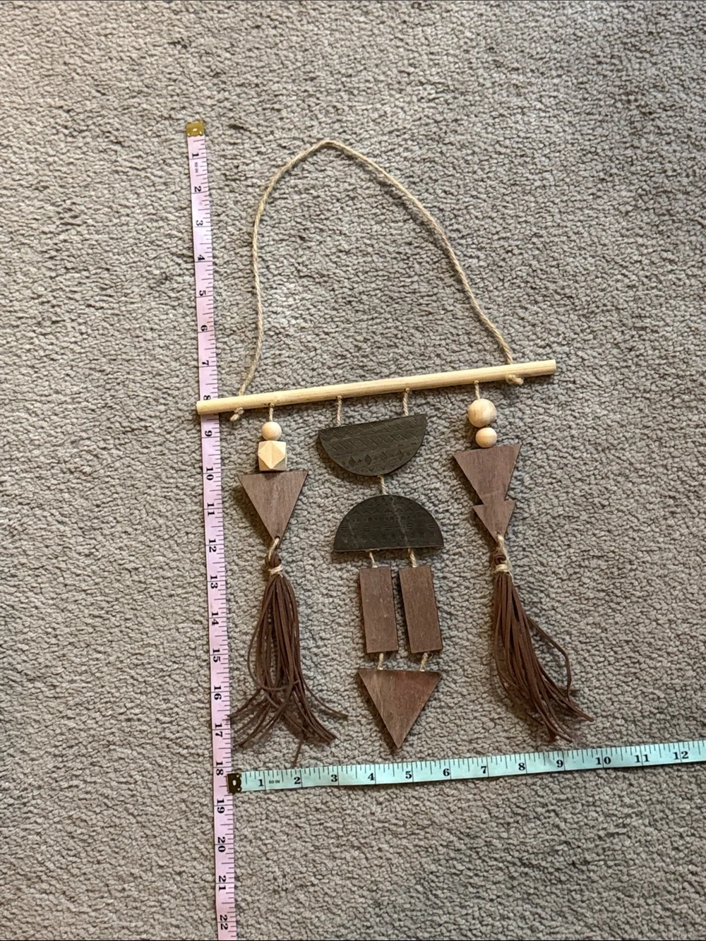 Boho Geometric Wooden Wall Hanging!